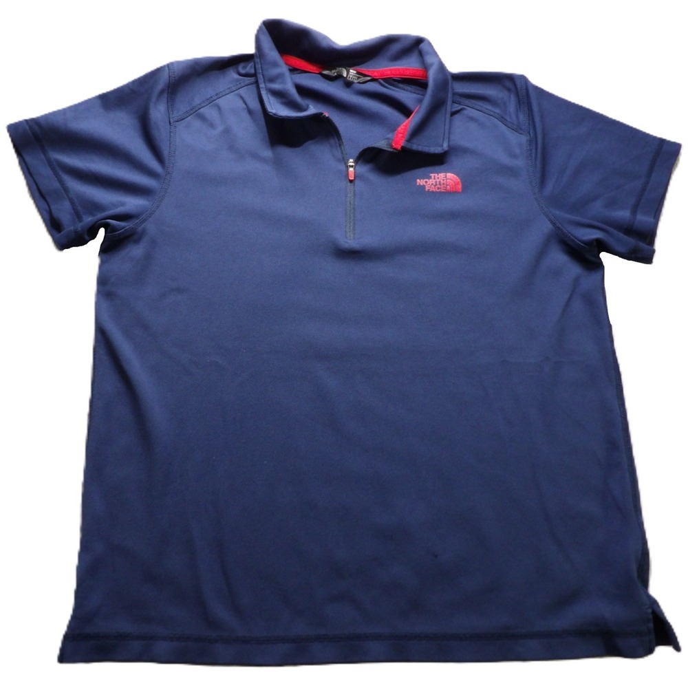 The North Face 1/4 Zip Polo Shirt Men Small S Blue Short Sleeves Polyester Trail